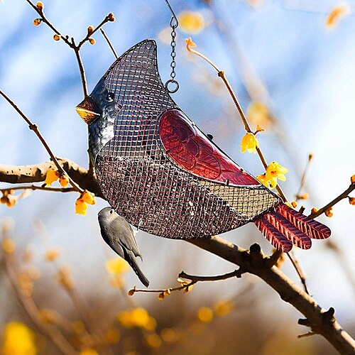 

Attira gli uccelli, decorazione da giardino, mangiatoia per uccelli in metallo, mangime per uccelli da giardino, decorazione per colibrì cardinale, mangiatoia per uccelli in rete, decorazione per esterni