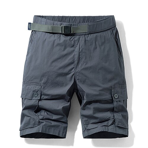 

Men's Cargo Shorts Shorts Elastic Waist Multi Pocket Plain Knee Length Casual Daily Streetwear Stylish Classic Style Black Green