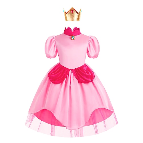 

Conte de Fée Princesse Pêche Robe de demoiselle d'honneur Costume de soirée à thème Fille Cosplay de Film Cosplay Halloween Rose Robe Halloween Carnaval Mascarade Polyester