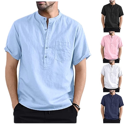 

Per uomo Camicia Camicia con bottoni Camicia Henley Camicia estiva Maglietta informale Nero Bianco Rosa Blu marino Blu Manica corta Liscio Collo ripiegabile Esterno Strada Pulsante Abbigliamento Di