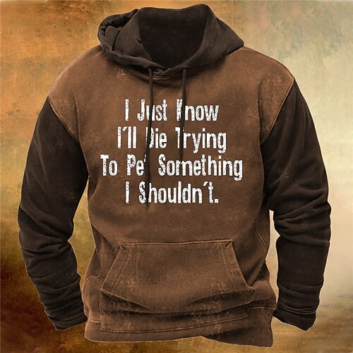 

Men's Pullover Hoodie Sweatshirt Brown Hooded Letter Graphic Prints Print Daily Sports 3D Print Basic Streetwear Designer Spring Fall Clothing Apparel Hoodies Sweatshirts