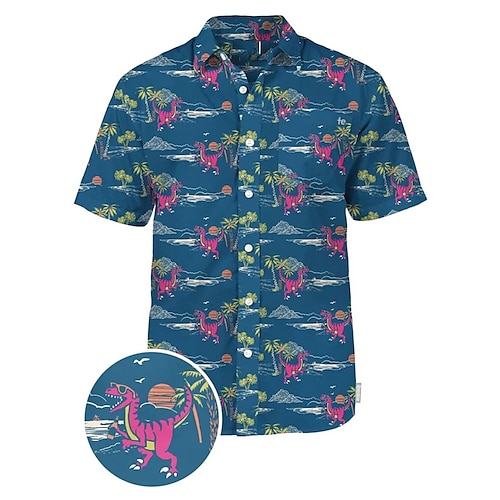 

Herren Hemd Hawaiihemd Sommerhemd Tier Dinosaurier Kokosnussbaum Grafik-Drucke Umlegekragen Weiß Schwarz / Grün Marineblau Purpur Dunkelblau 3D-Druck Outdoor Casual Kurze Ärmel Button-Down Bedruckt