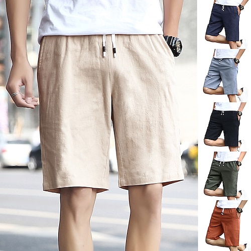 

Herre Lin Shorts Sommershorts Casual shorts Lomme Snorer Elastisk midje عادي Knelengde utendørs Daglig Ut på byen Lin / bomullsblanding Grunnleggende Mote Svart Rød Mikroelastisk
