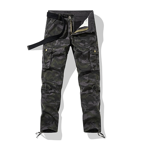 

Per uomo Pantaloni cargo Pantaloni Coulisse sulle gambe Multi tasca Gamba dritta Mimetico Comfort Indossabile Lunghezza intera Esterno Informale Giornaliero 100% cotone Sportivo Moda Verde militare