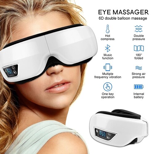 

Eye Massager 6D Smart Airbag Vibration Eye Care Instrument Hot Compress Bluetooth Eye Massage Glasses Fatigue Pouch Wrinkle