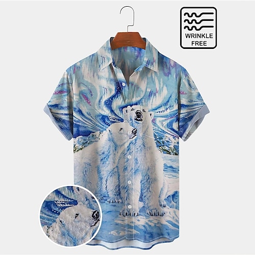 

chemise hawaïenne d'été pour hommes animal ours imprimés graphiques extérieur rue manches courtes imprimé boutonné vêtements vêtements tropical créateur de mode hawaïen