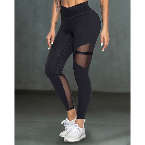 

Dame Yoga Leggings Lapper Gjennomsiktig Bootcut Midjekontroll Rumpeløft Høy Midje Yoga & Danse Sko Trening Treningsøkt Strømpebukse Svart Lilla Rosa Netting sport Sportsklær Høy Elastisitet Mager