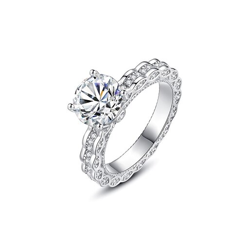 

Fede Matrimonio Classico Argento Argento sterling S925 Prezioso Moda Semplice 1 pc Moissanite