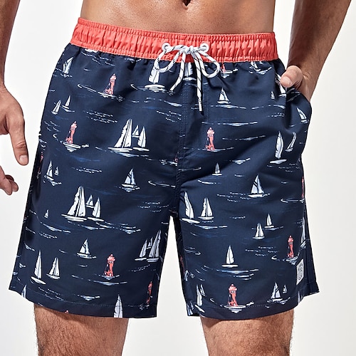 

Herre Surfeshorts Badeshorts Sommershorts Strandshorts Snorer Elastisk midje 3D-utskrift Grafisk Pustende Myk Kort Avslappet Daglig Ferie Bohem Gatemote Mørkeblå Mikroelastisk