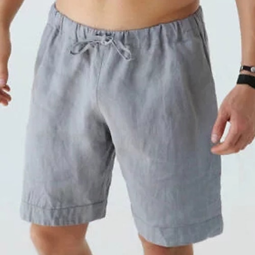 

Homme Short Short en lin Short d'été Cordon Taille elastique Plein Confort Respirable Court Casual Vacances Sortie Mélange de Lin Coton Mode Vêtement de rue Blanche Jaune