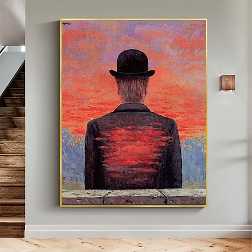 

pintura a óleo pintada à mão feita à mão parede moderna abstrata magritte rene homem famoso pintura em tela decoração de casa lona enrolada sem moldura não esticada