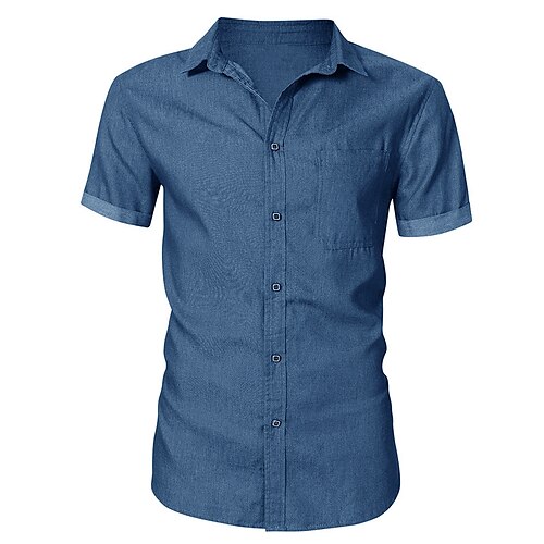

Men's Shirt Jeans Shirt Button Up Shirt Denim Shirt Casual Shirt Plain Turndown Black Blue Dark Gray Gray Street Casual Short Sleeve Button-Down Clothing Apparel Cotton Fashion Classic Comfortable