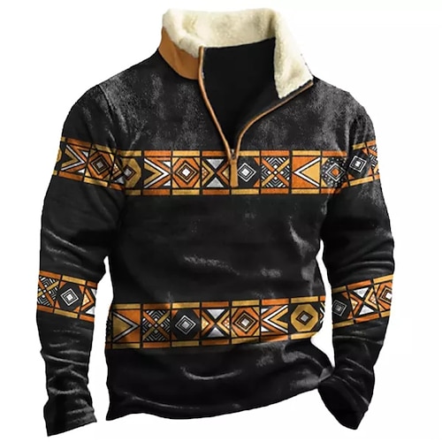 

Homme Sweat zippé Sweat Noir Demi fermeture éclair Style Bohème Imprimés Photos Zippé Imprimer du quotidien Des sports Sortie 3D effet basique Casual Polaire fine Hiver Vêtement Tenue Pulls Capuche