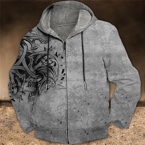 

Homens Full Zip Hoodie Jaqueta Azul Marinha Marron Verde Cinzento Com Capuz Estampas Abstratas Zíper Imprimir Desportos e Ar livre Diário Esportes Impressão 3D Roupa de rua Designer Casual Primavera