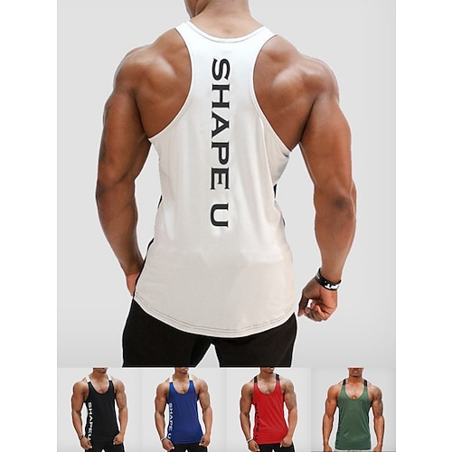 

Men's Running Tank Top Workout Tank Patchwork Sleeveless Vest / Gilet Athletic Cotton Breathable Moisture Wicking Soft Running Active Training Walking Sportswear Activewear Black Army Green Red