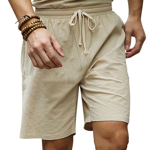 

Per uomo Pantaloncini Pantaloncini di lino Pantaloncini estivi Tasche A cordoncino Vita elastica Liscio Comfort Traspirante Breve Informale Per eventi Per uscire Misto cotone e lino Moda Classico