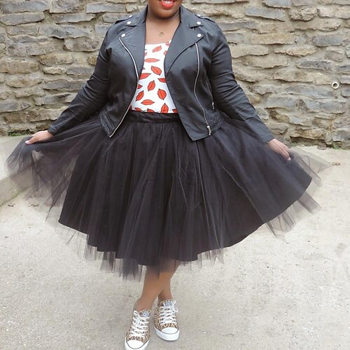 

Women's Swing Tutu Midi Organza Black Skirts Layered Casual Casual Daily S M L