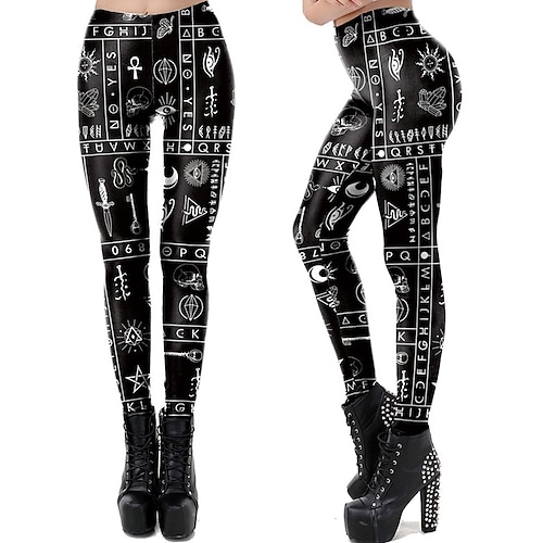 

Caveira Punk e gótico cintura alta Leggings Calça Lápis Mulheres Ocasiões Especiais Vintage Cosplay Festa / Noite Calças Baile de Máscaras