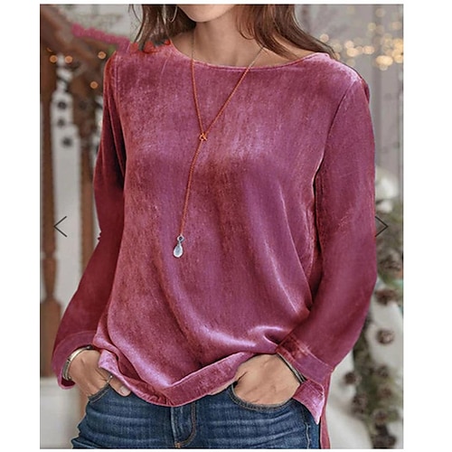 

Per donna Blusa Nero Rosa Blu A quadri Manica lunga Feste Capodanno Essenziale Vintage Rotonda Velluto S