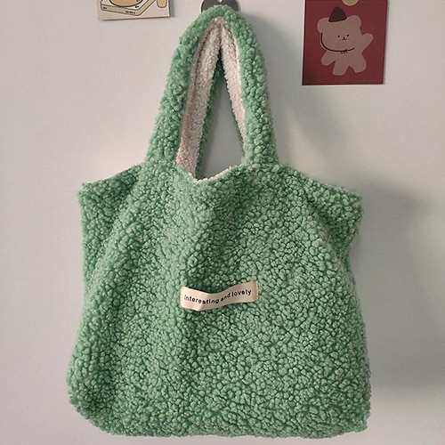 

Per donna Da ragazza Totalizzatore Lana Giornaliero Per eventi Ufficio e carriera Tinta unica Borsa reversibile in peluche Off-White Borsa in peluche reversibile verde e bianca