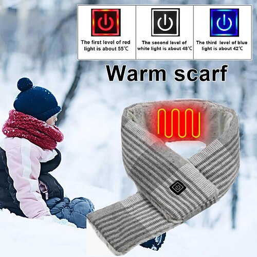 

USB Heated Scarf With Neck Heating Pad Electric Heating Pad Winter Warmer Scarf with Temperature Adjustable for Women Men Kids