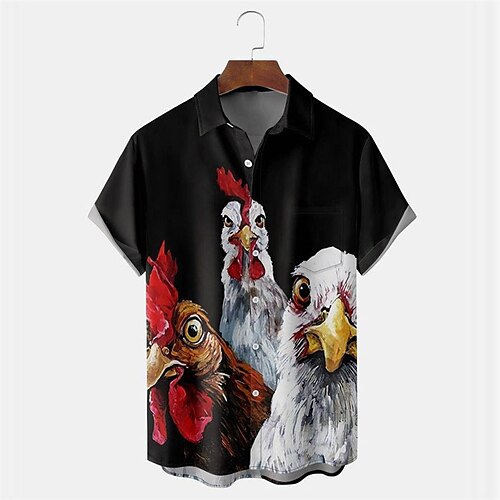 

Men's Shirt Summer Hawaiian Shirt Animal Graphic Prints Turndown Black Outdoor Street Short Sleeves Button-Down Print Clothing Apparel Tropical Fashion Hawaiian Designer