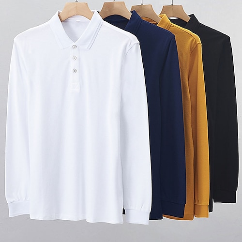 

Homme POLO T Shirt golf Extérieur Travail Col polo manche longue Vêtement de rue Décontractées Couleur unie Plein Bouton devant Printemps Automne Standard Noir Blanche Jaune Rouge bleu marine Bleu Roi