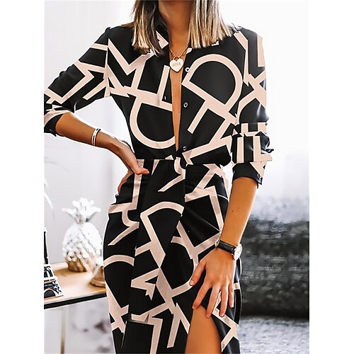 

Mujer Vestido Cóctel Corte Bodycon Vestido tubo Mini vestido Negro Manga Larga Graphic Separado Verano Primavera Escote en V Profunda Moda vestido de primavera Holgado 2023 S M L XL 2XL