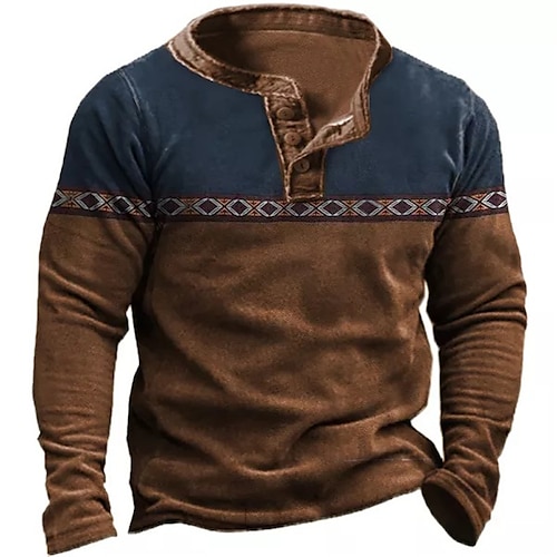 

Per uomo Felpa Maglione Blu Viola Verde Caffè Collare Henley Color Block Stile boho Stampe astratte Stampa Informale Giornaliero Sport Stampa 3D Essenziale Streetwear Originale Primavera & Autunno