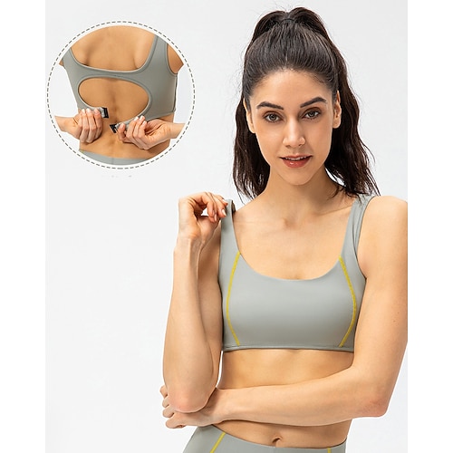 

Women's High Support Sports Bra Running Bra Back Clasp Bra Top Padded Fitness Gym Workout Running High Impact Quick Dry Shockproof Spandex Black White Yellow Fashion