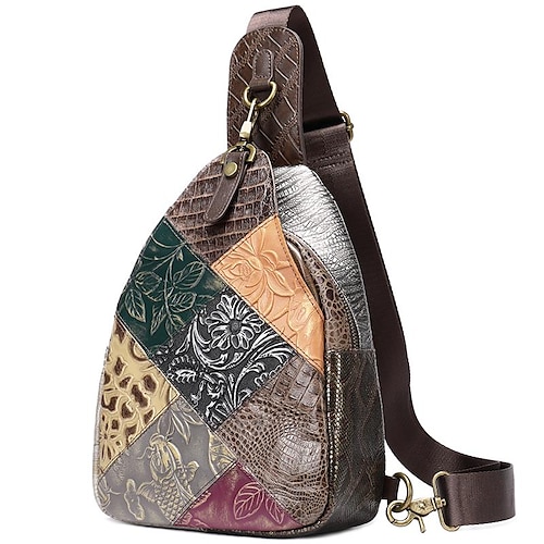 

Per uomo Borsa a tracolla Sling Borsa a tracolla Pelle di nappa Cuoio Giornaliero Cerniera Fantasia geometrica Arcobaleno