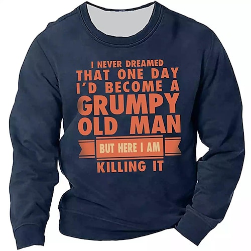 

Men's Sweatshirt Pullover Navy Blue Crew Neck Letter Graphic Prints Print Daily Sports Holiday 3D Print Basic Streetwear Designer Spring Fall Clothing Apparel Hoodies Sweatshirts