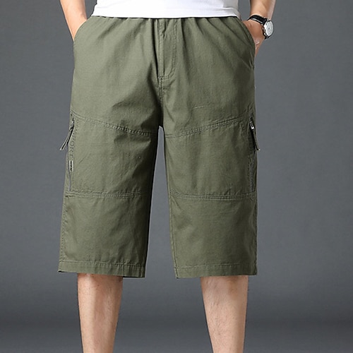 

Men's Cargo Shorts Shorts Hiking Shorts Baggy Zipper Pocket Multi Pocket Plain Comfort Knee Length Outdoor Daily Holiday 100% Cotton Streetwear Chic Modern Black Army Green