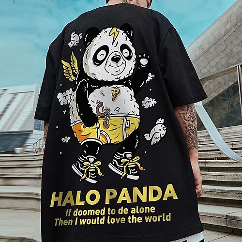 

Dyr Panda Bokstaver T-skjorte Anime Tegneserie Animé Klassisk Gate stil T-Trøye Til Herre Dame Unisex Voksne 3D-utskrift 100% Polyester