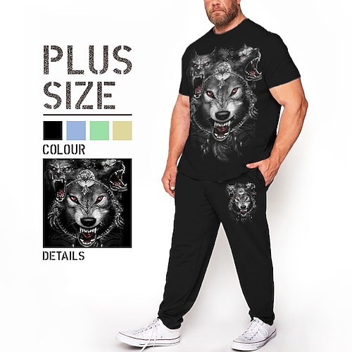 

Herre Plusstørrelser T-Shirt Jakkesæt Stor og høj Dyr Rund hals Kort Ærme Forår sommer Mode Gade Afslappet udendørs Daglig Toppe