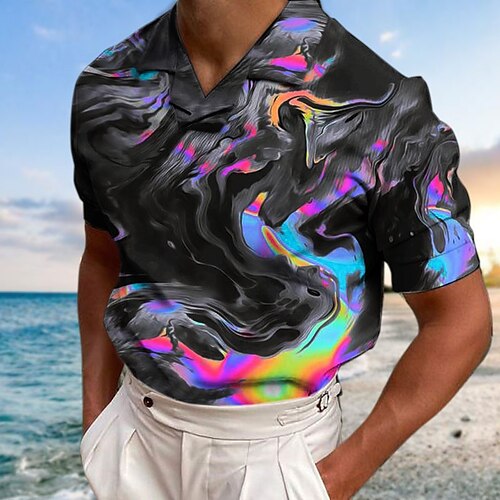 

Per uomo POLO Camicia da golf Golf Gradiente Stampe astratte Collo ripiegabile Nero Esterno Strada Maniche corte Stampa Abbigliamento Di tendenza Originale Informale Traspirante