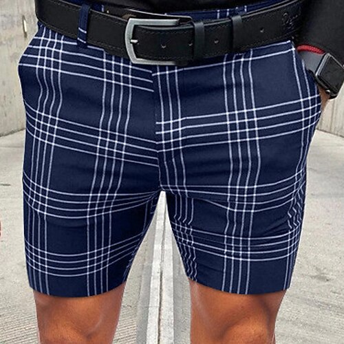

Men's Shorts Chino Shorts Bermuda shorts Work Shorts Pocket Lattice Comfort Outdoor Daily Going out Fashion Streetwear Black Dark Blue