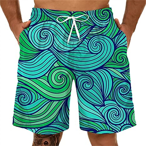 

Men's Shorts Beach Shorts Drawstring Elastic Waist 3D Print Graphic Spray Breathable Soft Short Casual Daily Holiday Streetwear Hawaiian Blue Purple Micro-elastic