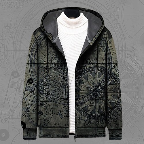 

Men's Full Zip Hoodie Jacket Blue Brown Green Hooded Graphic Prints Machinery Zipper Print Sports Outdoor Daily Sports 3D Print Streetwear Designer Casual Spring Fall Clothing Apparel Hoodies