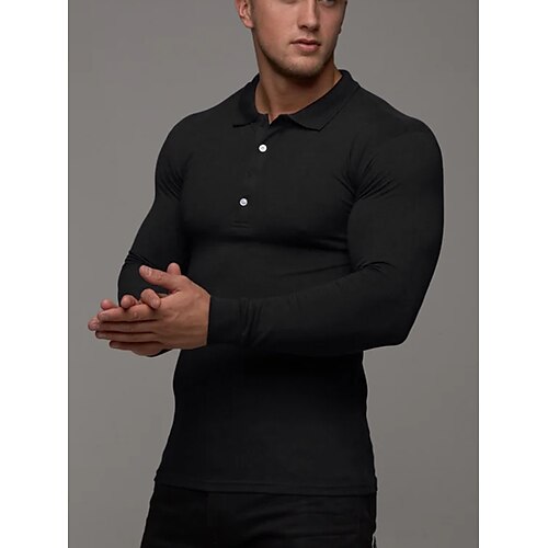 

Per uomo T-shirt da corsa Pulsante Manica lunga Superiore Sportivo Athleisure Tenere al caldo Traspirante Traspirazione umidità Allenamento in palestra Corsa Allenamento attivo abbigliamento sportivo