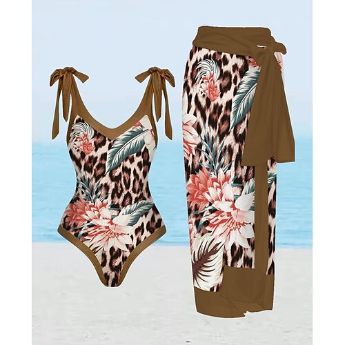 

Mulheres Roupa de Banho Uma pedaço 2 partes Normal roupa de banho Estampado Gráfico Marron Com Alças Fatos de banho Sensual Férias Sensual