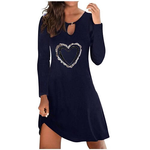 

Women's Casual Dress T Shirt Dress Tee Dress Sheath Dress Mini Dress Black Green Dark Blue Long Sleeve Graphic Hollow Out Winter Fall Spring Crew Neck Fashion Daily Fall Dress Spring Dress 2023 S M L