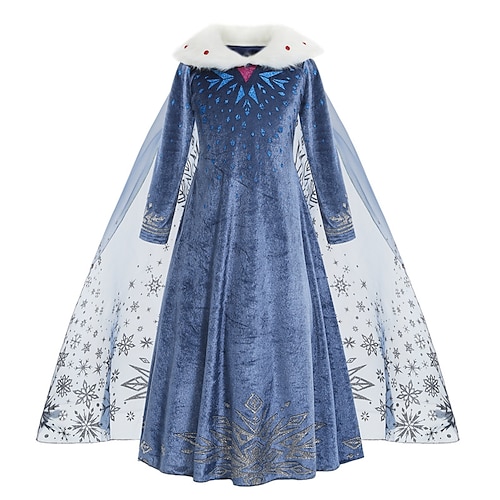  Frost Sagolikt Prinsessa Elsa Blommaflickaklänning Semester klänning Temafestdräkt Cosplay Film-cosplay for Flickor Barn Karnival Maskerad