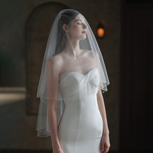 

2 strati Moda Veli da sposa Veletta / Velo corto (ai gomiti) / Velo medio (ai fianchi) con Colore Puro Tulle
