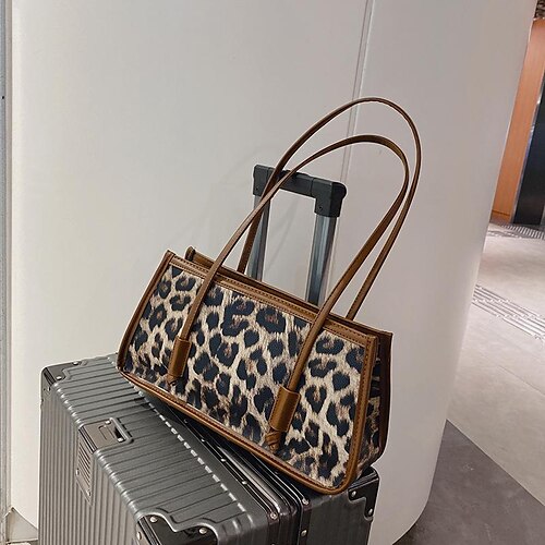 

veske dameveske 2021 tidlig høst ny en-skulder messenger bag trendy koreansk liten firkantet veske mote underarmsveske leopardtrykk stor kapasitet