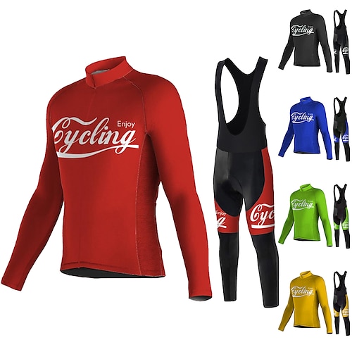 

21Grams Herre Sykkeljersey med bib-tights Langermet Fjellsykling Veisykling Svart Grønn Blå Sykkel 3D Pute Pustende Hurtigtørkende Fukttransport Spandex sport Bokstav & Nummer Klær