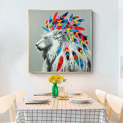 

Peinture à l'huile faite à la main toile art mural décoration moderne animal lion pour la décoration intérieure roulé sans cadre peinture non étirée