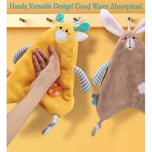 

essuie-mains en velours corail suspendu mignon mouchoir cuisine ménage épaissi absorbant serviette de nettoyage à séchage rapide