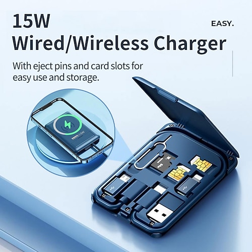 

remax 6 in1 ricarica wireless micro usb fulmine tipo c set di cavi di ricarica scatola di immagazzinaggio per iphone huawei xiaomi con supporto per scatola