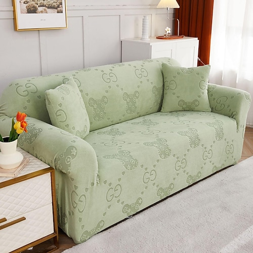 

Sage Green Sofa Cover Stretch Slipcovers Soft Durable Couch Cover 1 Piece Spandex Jacquard Washable Furniture Protector fit Armchair Seat/Loveseat/Sofa/XL Sofa/L Shape Sofa